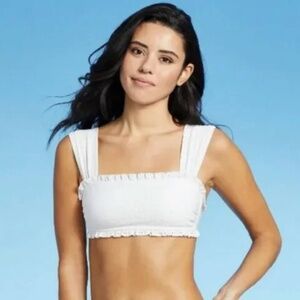 Eyelete White Bralette Swim L Top NWT